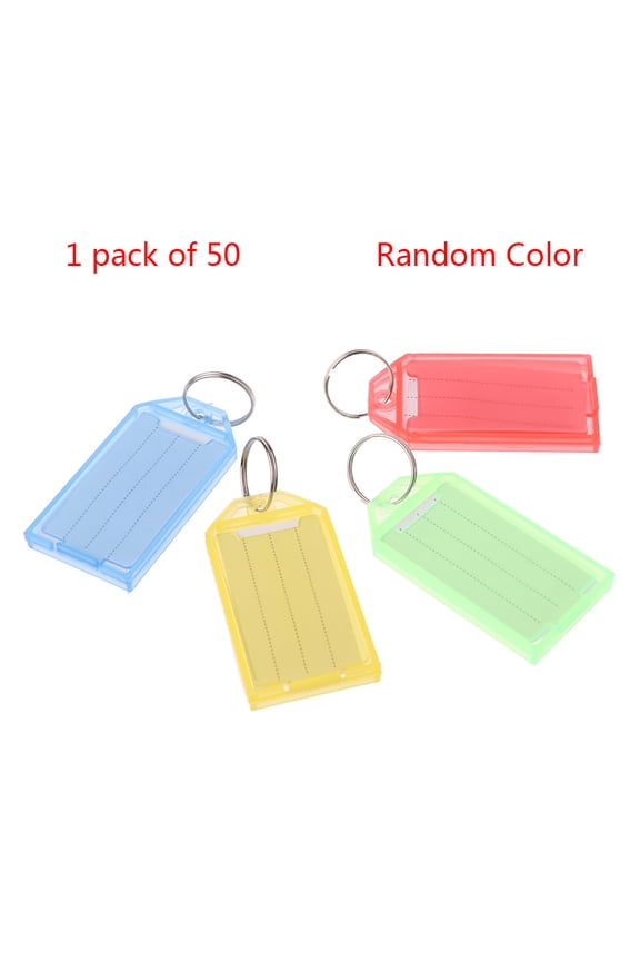 Keychain 50pcs/set Item Identifiers with Paper Labels Clear Covers for Food Book Journal Diary