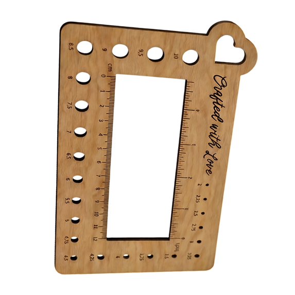 BQBQERT Knitting Gauge Crochet Ruler Wood Stitching Counter Spinner Yarn Measure For Easy Stitching Measurement