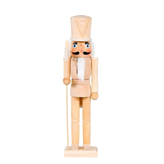 BQBQERT Large 38cm Wooden Christmas Nutcrackers Festival Statue Unfinished Seasonal Decoration Safe For
