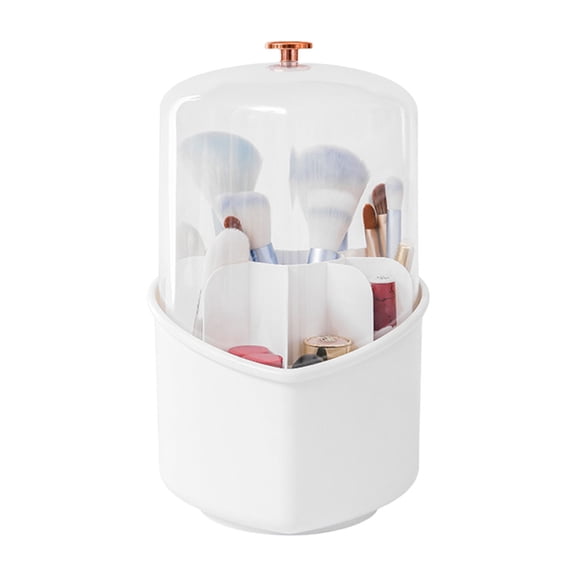 BQBQERT Large Capacity Heart Shape Makeup Brush Holder 360 Rotating Cosmetics Organizers with Clear Lid for Vanity
