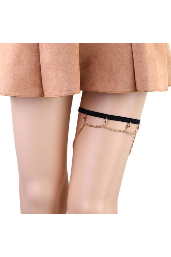 Leg Chain Garter Dangle Red for Rhinestone Thigh Chain Elastic Body Chain Jewelry Nightclub Party for Women