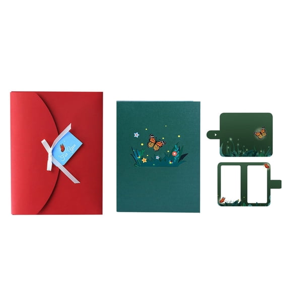 BQBQERT Lighted Up Greeting Cards Illuminated Butterfly Paper Sculpture Holiday Greeting Cards for Adult Christmas Birthday