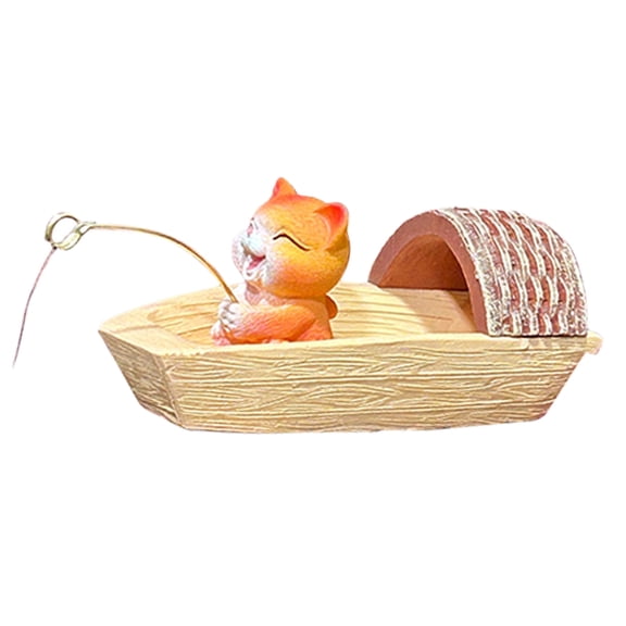 BQBQERT Miniature Boating Cats Garden Statue Fairys Garden Accessories Gardens Decors Art Housewarming Home Decorations