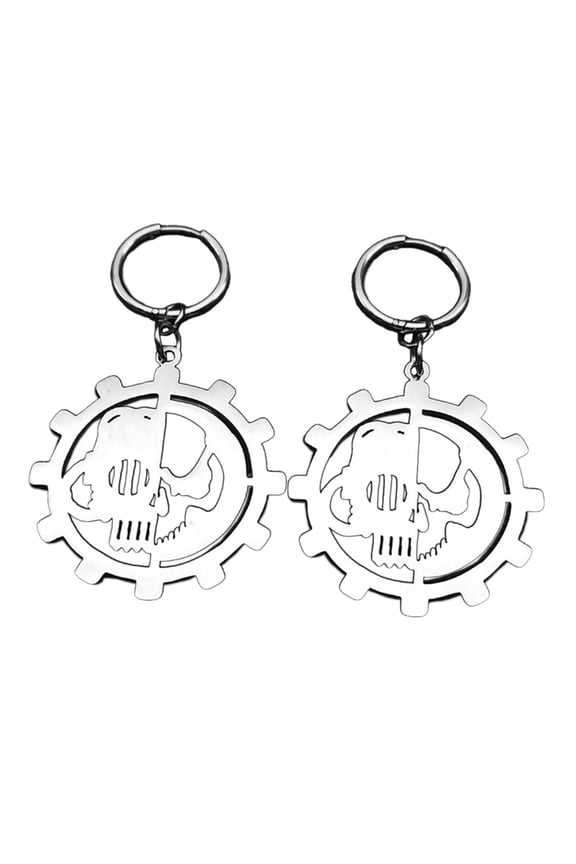 Modern Stainless Steel Greek Wheel Charm Ear Rings for Fashion Enthusiasts