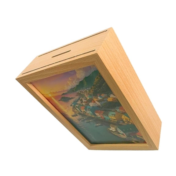 BQBQERT Multifunctional Wooden Photo Frame Piggy Banks Money Saving Box Coin Holder Picture Display Frame for and Adults