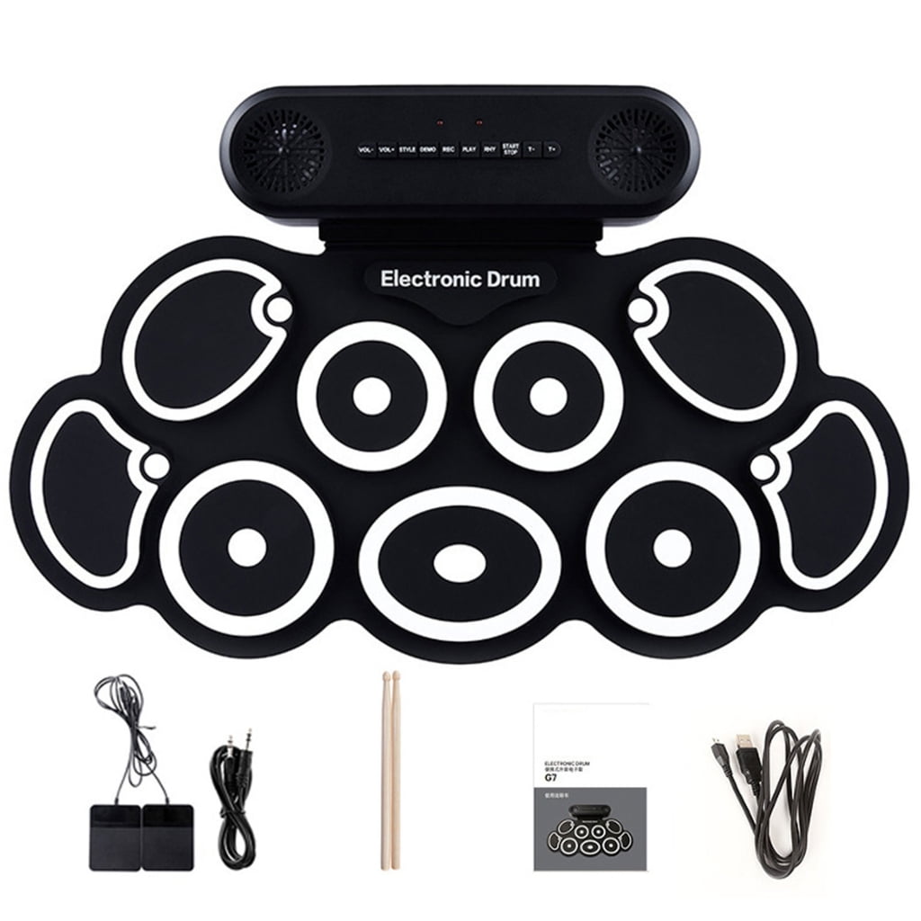 BQBQERT Multifuntional Electronic Percussion Pad Outdoor Drums Silicone Electronic Drum for Quiet Practice