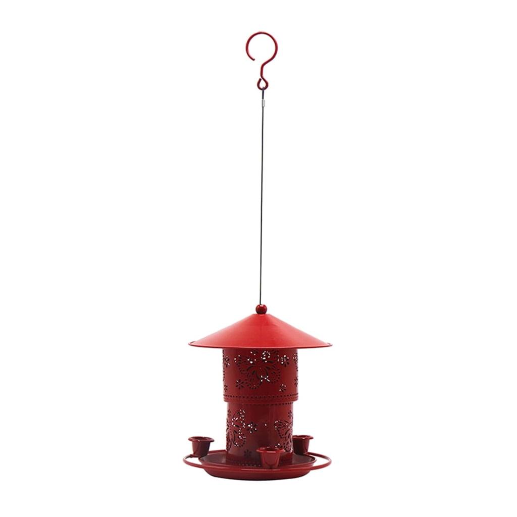 BQBQERT Outdoor Bird Feeder Red Hummingbird Feeders with 3 Water Cups Easy Garden Yard Red Lantern-shape Ornaments