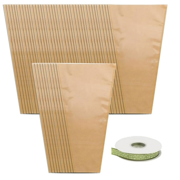 BQBQERT Pack of 50 Floral Bouquets Sleeves in Kraft Paper for Creative Gift Packaging