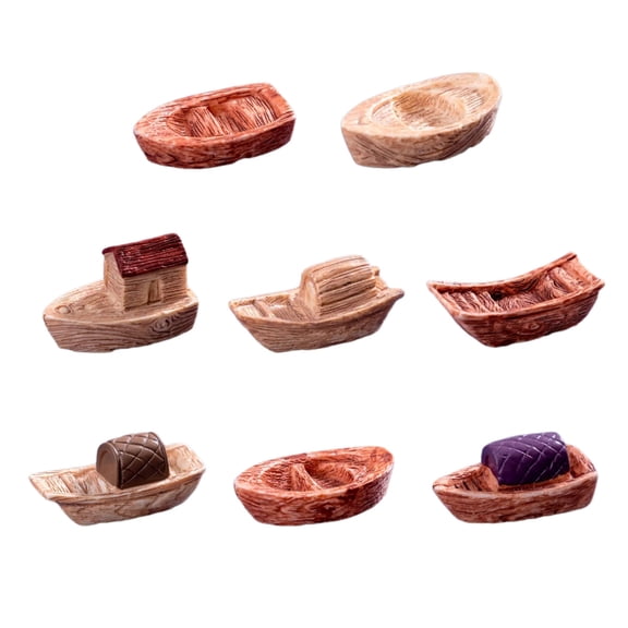 BQBQERT Pack of 8 Miniature Jiangnan Boats Model Ornaments Resins Figurines for Cultural Home Aesthetic Table Shelf Decoration