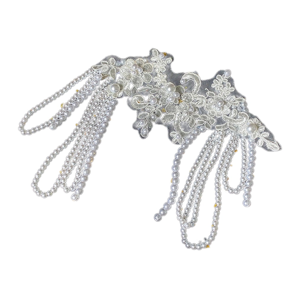 BQBQERT Pearls Beaded Fringe Pendant Headwear Unique Lace Embrodiery ...