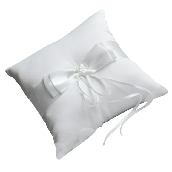 BQBQERT Pearls Bow Rings Bearer Pillow for Wedding, Proms, Anniversaries, Ceremonies and Beach Parties Soft Cushion Bows