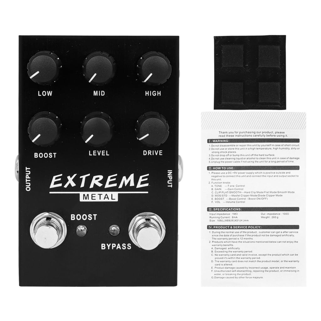 BQBQERT Portable Heavy Metals Distortion Guitar Effect Pedal Guitar Effector Digital Delay Accessory for Practice