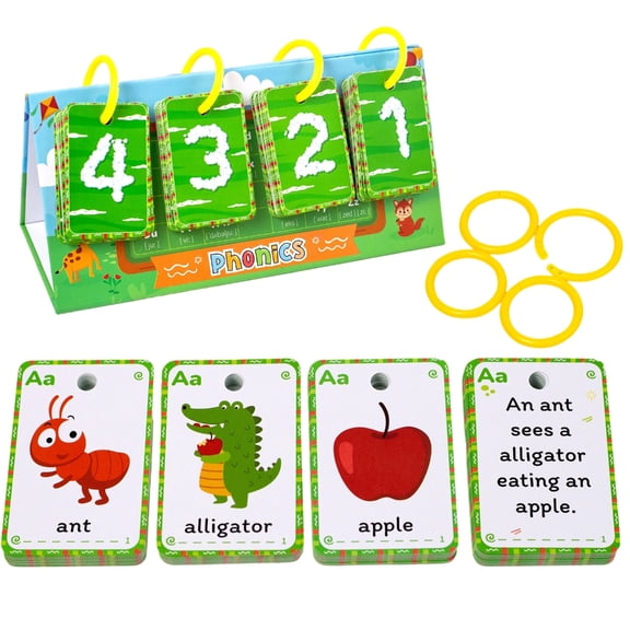 BQBQERT Portable Phonics Flashing Card Set Phonics Tool Perfect for to Improve Reading and Sentence Construction Skills