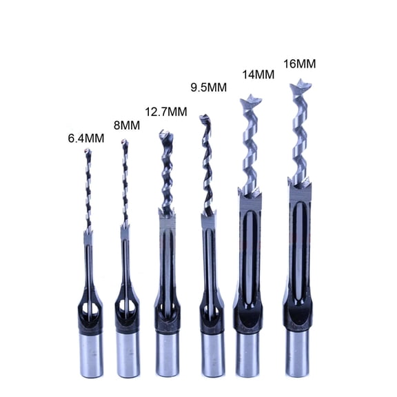 BQBQERT Premium Square Hole Drill Bit Set 6pcs HSS Woodworking Tools, Various Sizes for Different Projects
