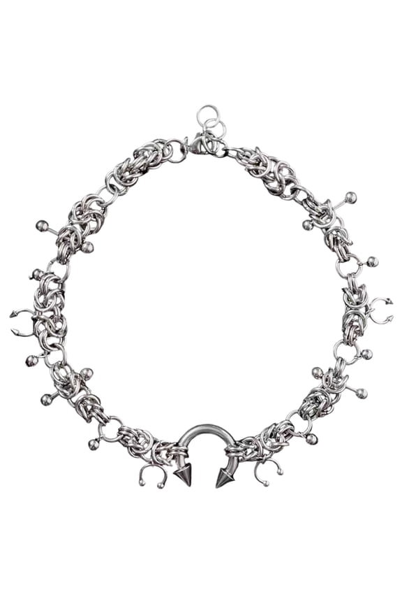 Punk Inspired Thorn Necklace Sturdy Metal Chain For Edgy Fashion Style