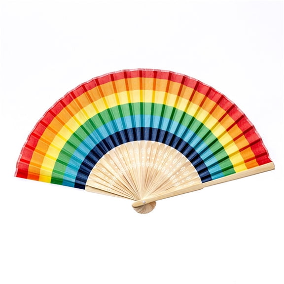 BQBQERT Rainbow Handheld Folding Fan Decorative Ornament Supplies Accessory