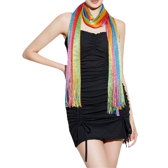 BQBQERT Rainbow Striped Scarf, Soft & Breathable Scarf Shawl Features Colorful Stripes Pattern for Casual Gatherings & Daily