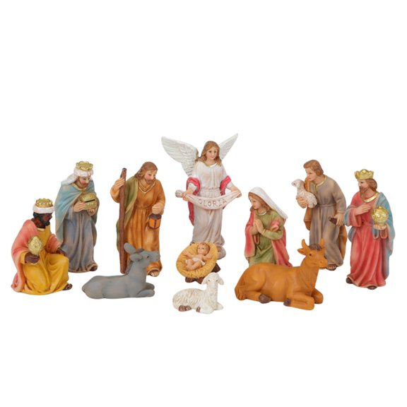 BQBQERT Resin Nativity Scene Holy Family Set with Stable, Christmas Tabletop Figurine Decor for Home Holiday