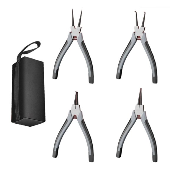 BQBQERT Retaining Rings Pliers Set with Comfortable Grip Handle, 4Pcs for Rings Removal, High Carbon Steel, Includes Pouches