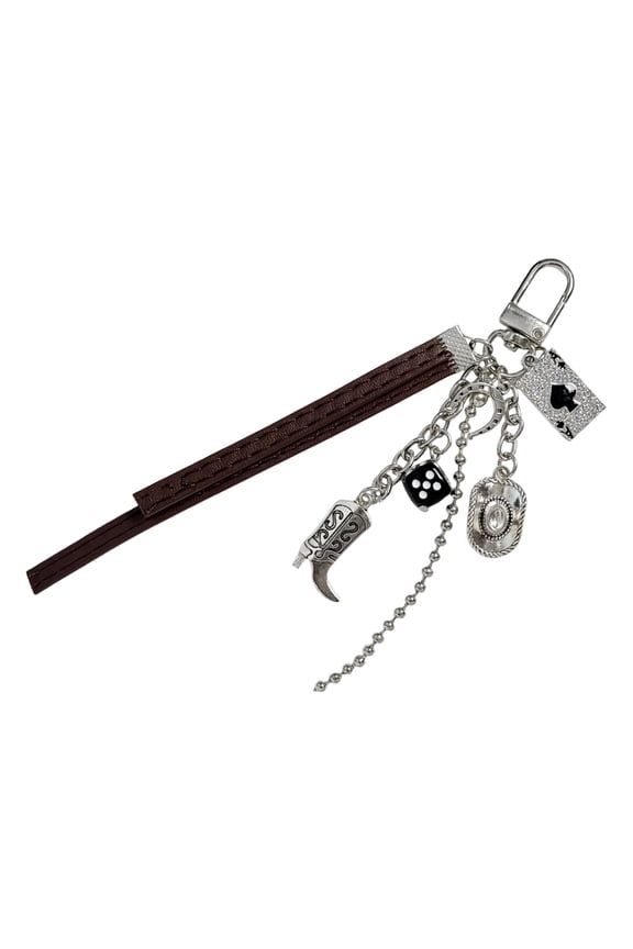 Retro Cowboy Style Poker Boot Charm For Keys Or Backpack