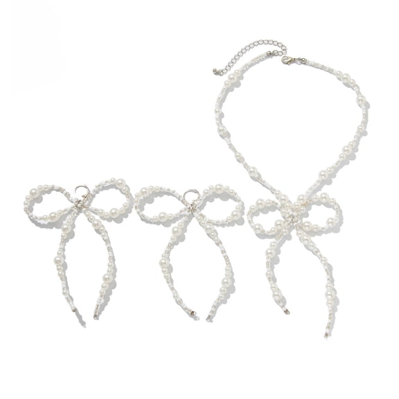 BQBQERT Rhinestones Bowknot Jewelry Set Alloy Necklace Earrings for Everyday Elegances