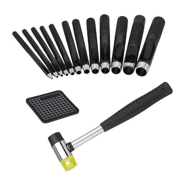 BQBQERT Round Hole Punching Hollow Punching Set with Hammer for Craft Project