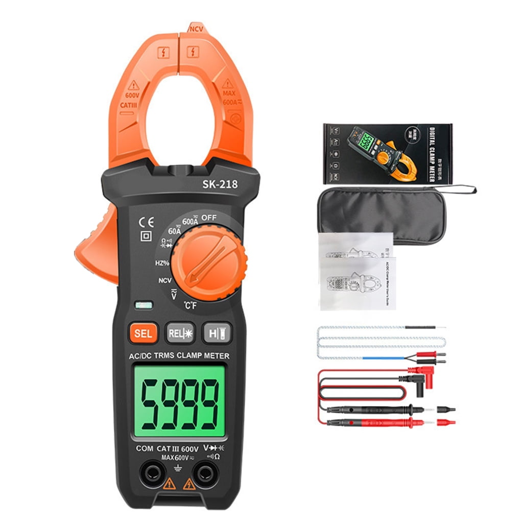 BQBQERT SK218 Professional 600A Clamp Multimeter with 26mm Jaw and Screen Backlit for Home and Industrial Use