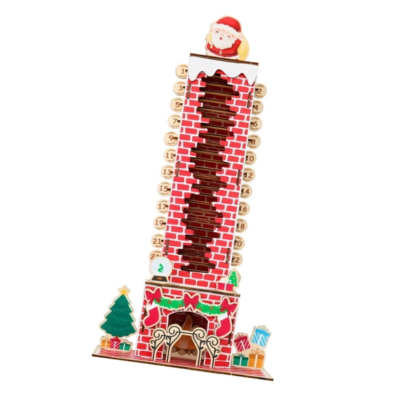 BQBQERT Santa Chimney Wooden Countdown Calendar Christmas Tree Ornament 24 Day Holiday Decoration For Family Celebration