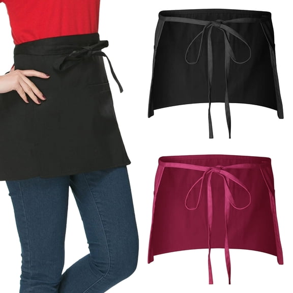 BQBQERT Set of 2 Black Waist Tie Apron For Chefs Servers Home Use Features Spill Design And Ergonomic Storage Pocket