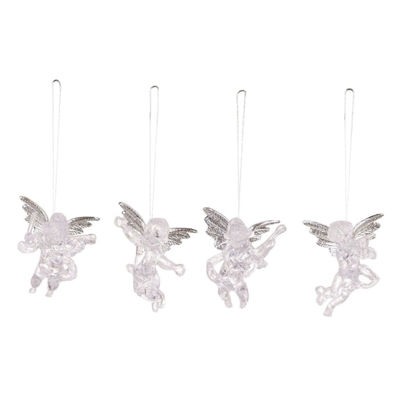 BQBQERT Set of 4 Angelic Christmas Tree Hanging Decors Angelic Christmas Tree Decorations Clear Acrylic Festival Hangings