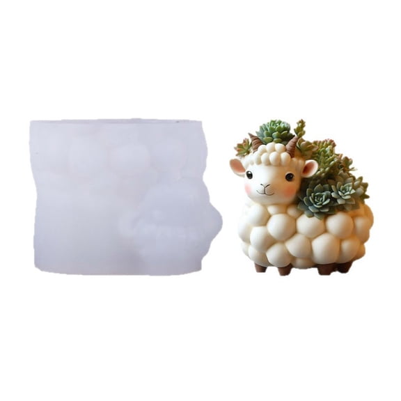 BQBQERT Silicone Sheep for Flower Pots Decorative Cement Craft Creation
