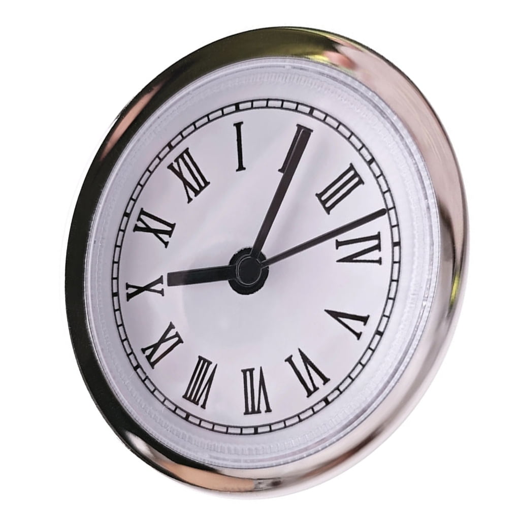BQBQERT Silver Trim Round Small Quartzs Clock Mechanism Insert 60mm ...
