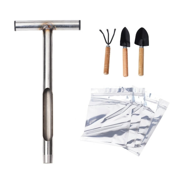 BQBQERT Soil Sample Probe 12Inch with Soil Sampler Bags,Stainless Steel TStyle Handle Soil ,Soil Probe Rod