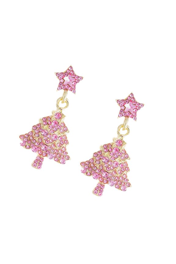 Sparkling Five Point Star Ear Studs Zinc Alloy Christmas Party Jewelry Accessory