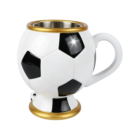 BQBQERT Sporty Soccer Ball Shape Thermal Mug Perfect For Offices And Home Use Stainless Steel Inner Drinking Cup