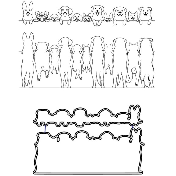 BQBQERT Standing Dog Metal Cutting Dies And Clear Stamp Set For Scrapbooking