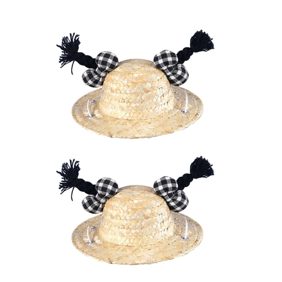 BQBQERT Straw Hat for Cats Dogs 2PCS Festival Pet Straw Hat Lovely Tiny Hat Outdoor Camping Hat Headwear for Bichon