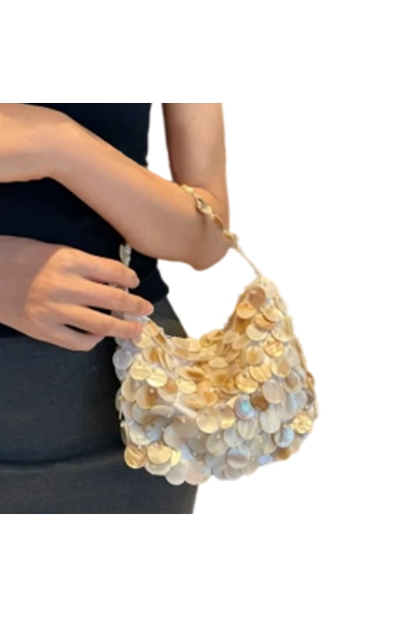 Stylish ABS Shell Purse With Beaded Detailing Luxury Top Handle Bag Beach Evening Handbag for Women