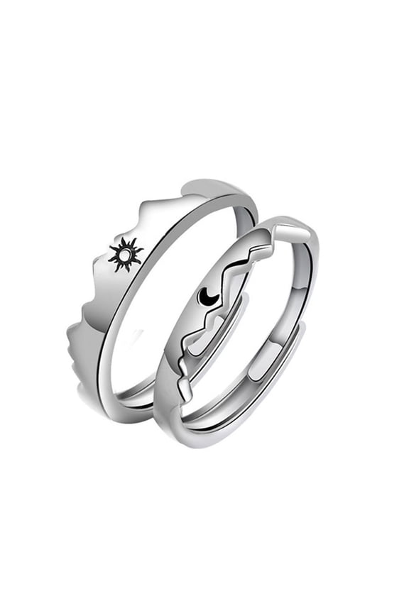 Sun Couple Matching Rings for Women Men,Open Adjustable Couple Friendship Stackable Sets Simple Jewel