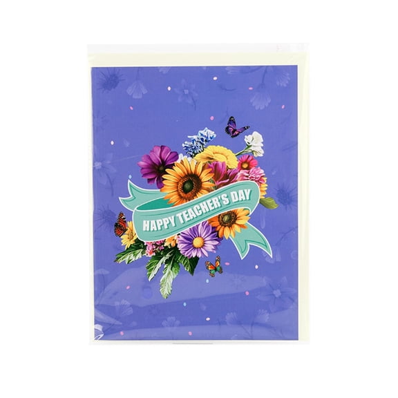 BQBQERT Unique Flower Plan Greeting Card For Educators Day Highlighting Capacious Message Area