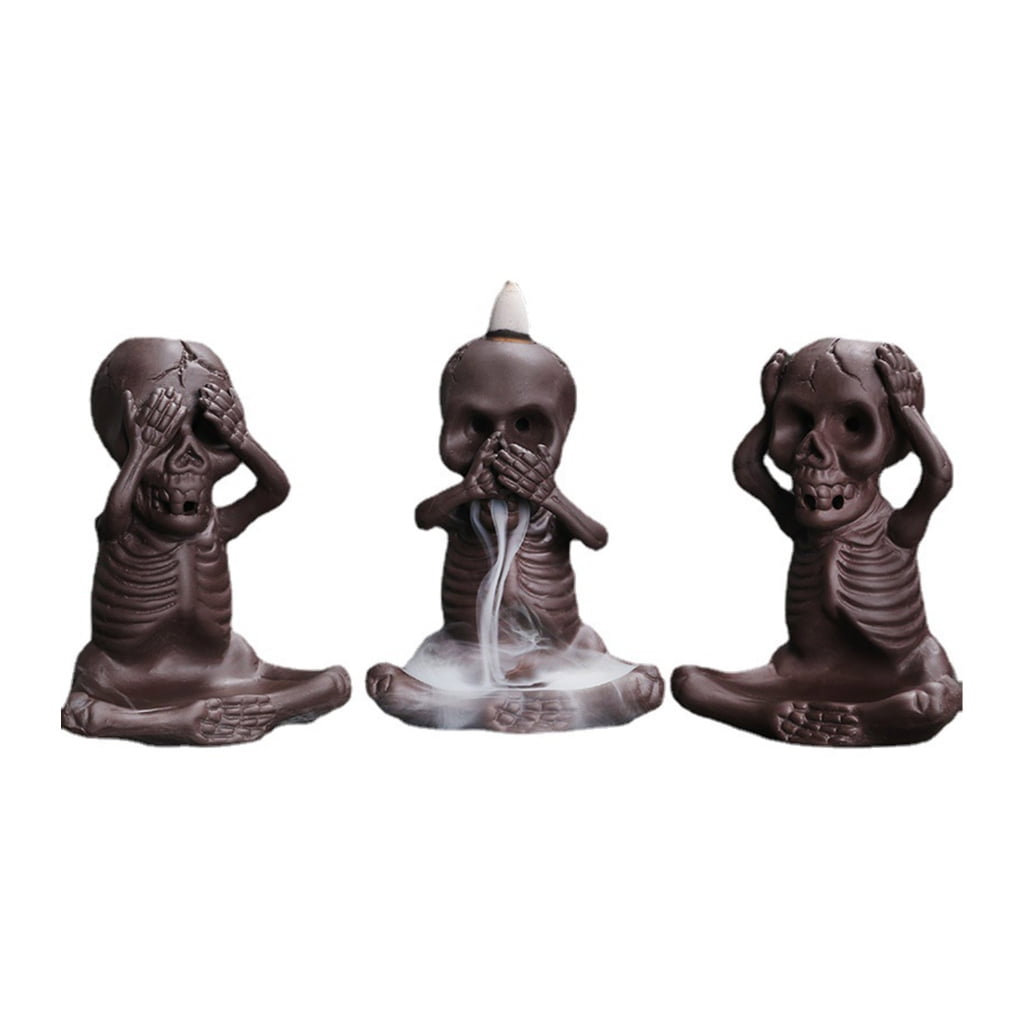 BQBQERT Waterfalls Backflow Incenses Cones Stand, Ceramics Skull Incenses Burners Holder Decorative for Home Decoration
