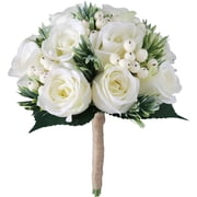 BQBQERT Wedding Artificial Rose Berries Bouquets with Greenery Leaves Vintage Holding Flowers Decoration