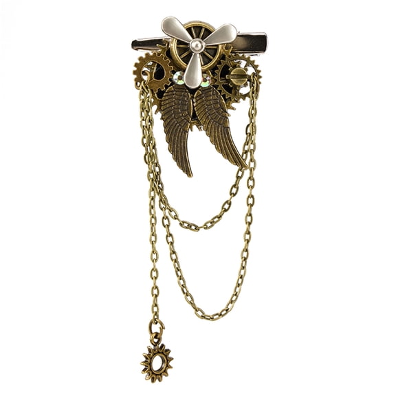 BQBQERT Women Hair Jewelry With Brass Propeller And Intricate Gear Detail Adjustable Chain Clip Accessory