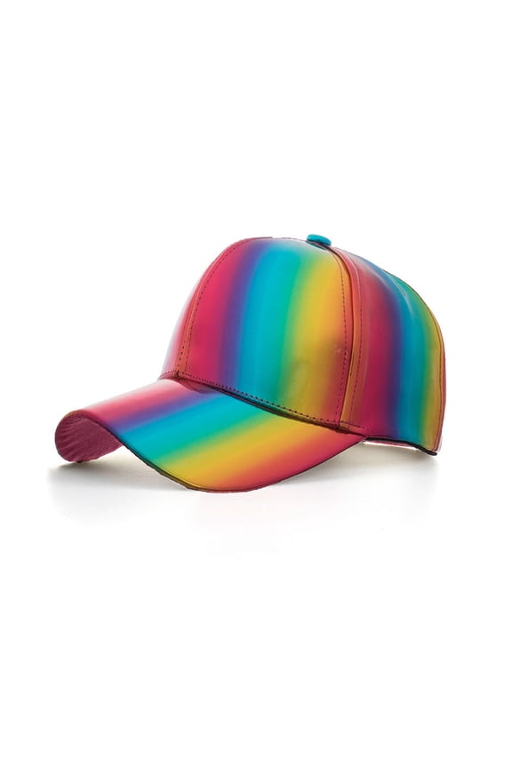 Women Men Futuristic Rainbow Reflective Baseball Cap Colorful Changin