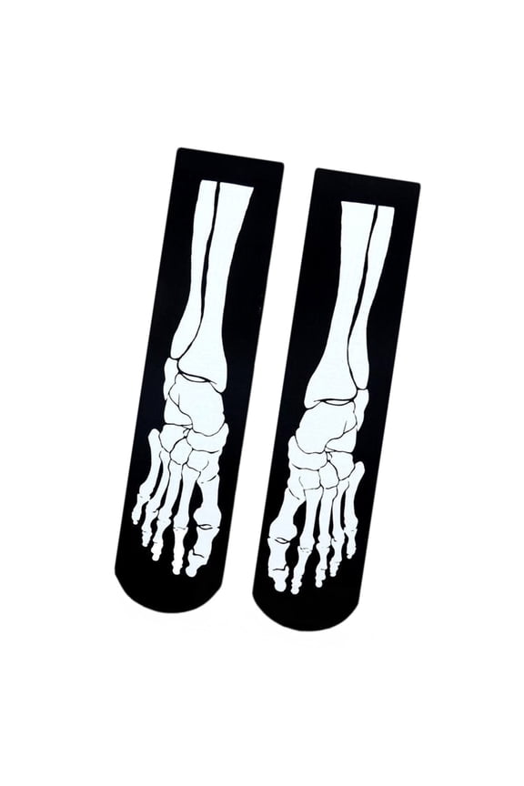 Women Men Halloween Middle Calf Socks Skeleton Bone Print Cosplay Crew Socks