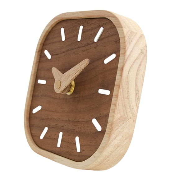 BQBQERT Wood Tabletop Clock with Rich Walnuts Hues Bedsides Clock for Living Space