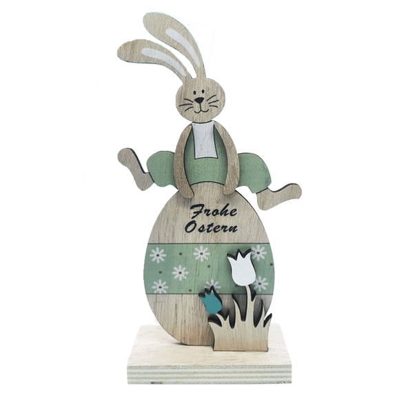 BQBQERT Wooden Bunny Shaped Easter Decorations Creative Tabletop Countertop Ornament