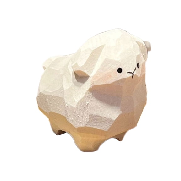 BQBQERT Wooden Sheep Figurine Carved Miniature Lamb Statue Ornament Craft Pendants Decors for Collectibles and Giving