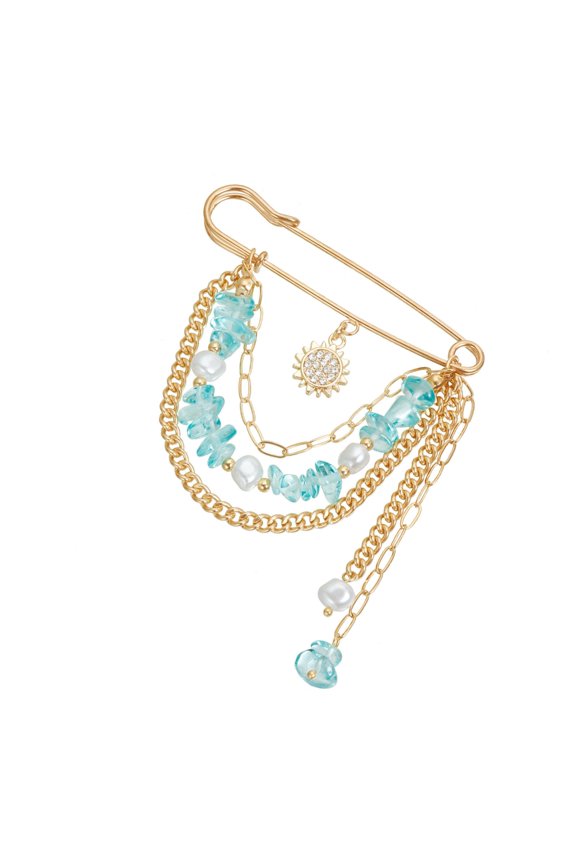 Zircon Pearls Sun Flower Beooch Alloy Statement Lapel Pin Versatile Jewelry For Casual Or Formal Outfits