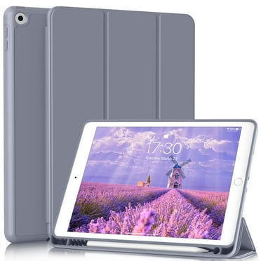 BQDIYOO for iPad 9th Generation 2021/ iPad 8th Generation 2020/ iPad 7th Generation 2019 10.2 inch Case with Pencil Holder, Four Corner Anti Fall, Auto Wake/Sleep, Purple
